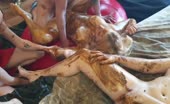 Hot scat orgy with blonde milf