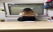 Hot latina gets naked to poop on white plate