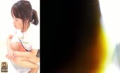 Brown haired babe pooping