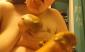 She eats poop from a plate