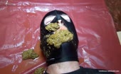 Yellow shit on a guy's face