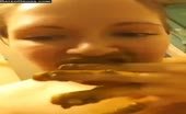 Chubby wife eats her own shit