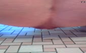 Big turd stuck in her ass as she squats