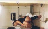 Ebony girl was caught pooping