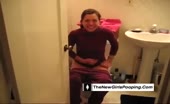 Curly teen shitting