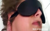 Blindfolded wife takes a turd in mouth