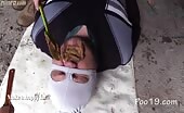 Sexy ass milf pooping for her slave in the forest 