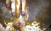Smearing shit all over her body while masturbating 