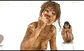 Kinky scat Japanese lesbian babes playing and smearing poop 