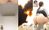 Stunning hot big booty lady caught pooping in the toilet 