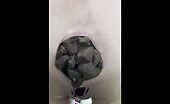 Beautiful constipated poop in the toilet 