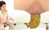 Gorgeous brunette Japanese teen spread legs for heavy poop 