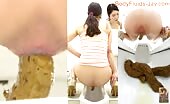Naughty Japanese girl pooping heavily in the toilet 