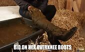 Blonde scat babe Emily showing her cowshit covered clothes 