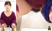 Asian teacher shows her students how to squat
