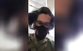 Masked teen shits in college and cums