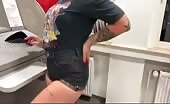 Blonde babysitter pee in the kitchen