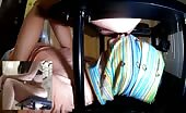 Woman shitting on man's face under table
