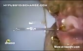 Man shitting thick yellow turd on floor