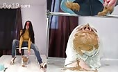 Woman smears shit on man's face while he's tied up