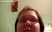 Chubby poop slut releases a brown turd in the toilet