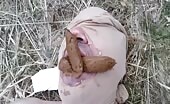 Taking her slave outdoors to feed him