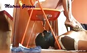 Using her slave as a toilet seat