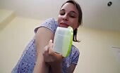 Pooping in a plastic bowl 