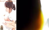 Huge relief for asian chick as she pushes out a big one