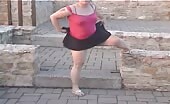 European babe peeing in public