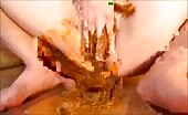 Woman fisting her own shit, messy creampie