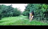 Pretty chick pisses in the park 