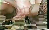 Hot brunette beauty covered in Pee