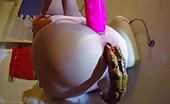Hot chick toying with huge dildo