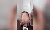 Nasty blonde lady showing her ass and shit 